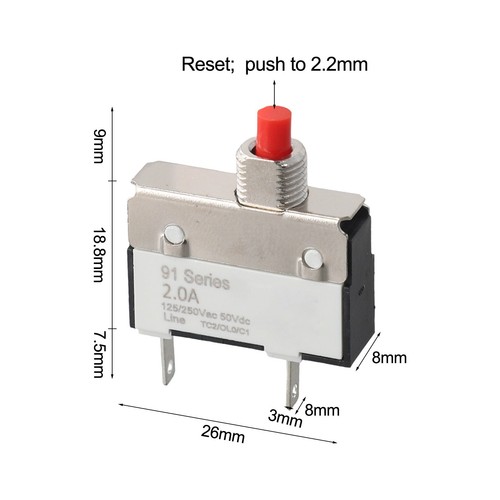 Interruttore termico reset - termico, 2a